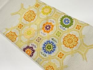 綴れ蜀江文に花唐草・花菱模様織出し名古屋帯